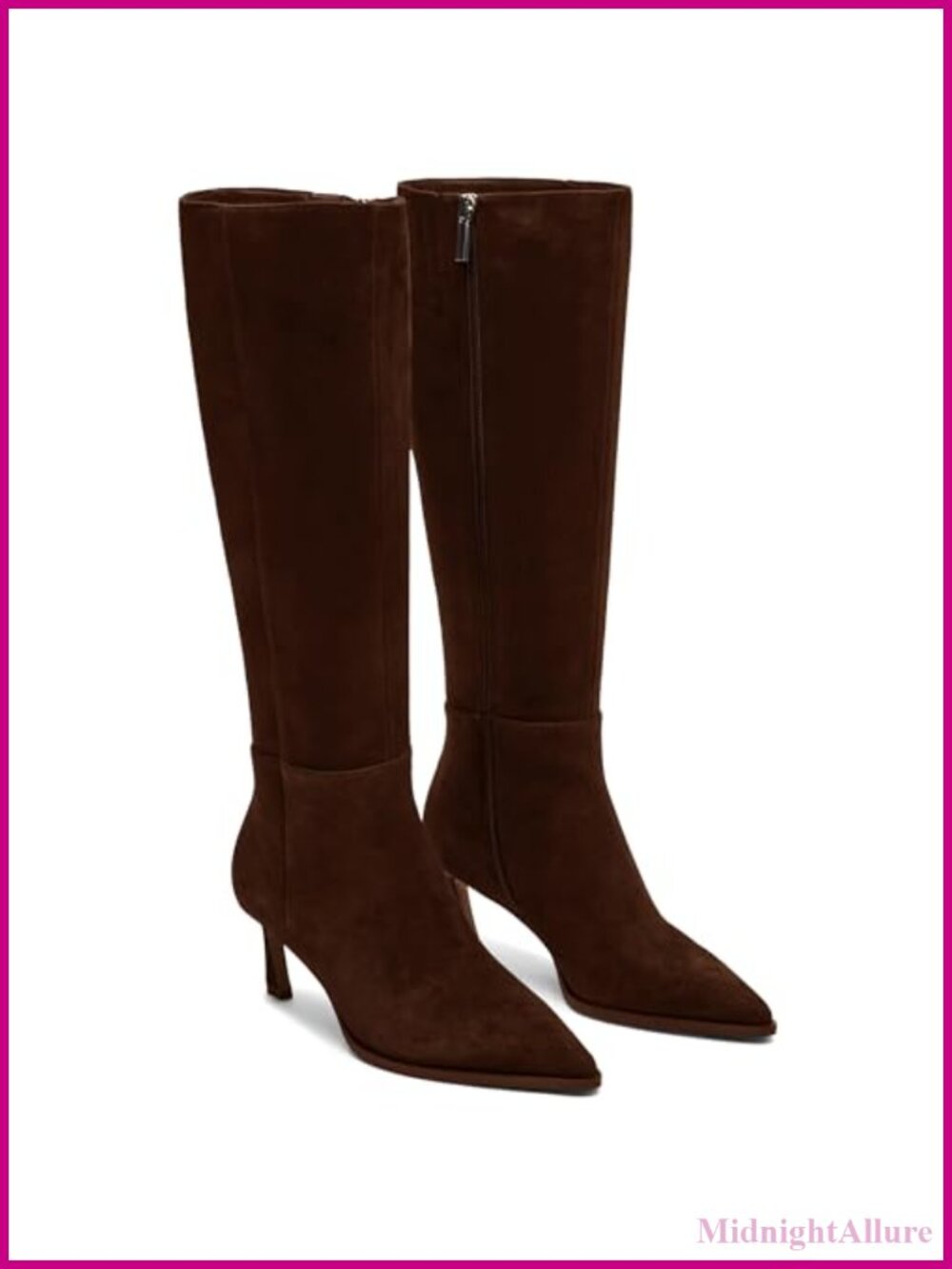 Kitten Heel Knee High Boots Pointed Toe Suede Tall Dressy Fall Winter Shoes